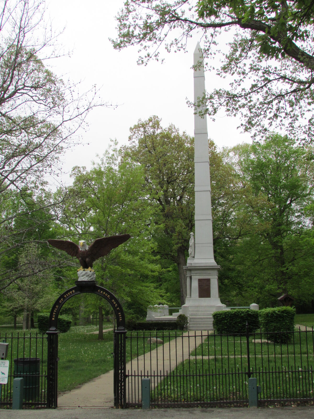 Tippecanoe Battlefield monument in Battle Ground, Indiana